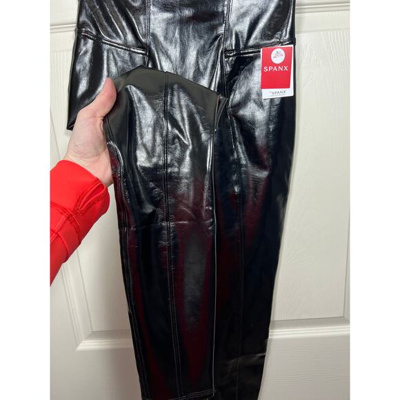 New Spanx Petite Small Faux Patent Vegan Leather Legging Black High Rise - Picture 5 of 12